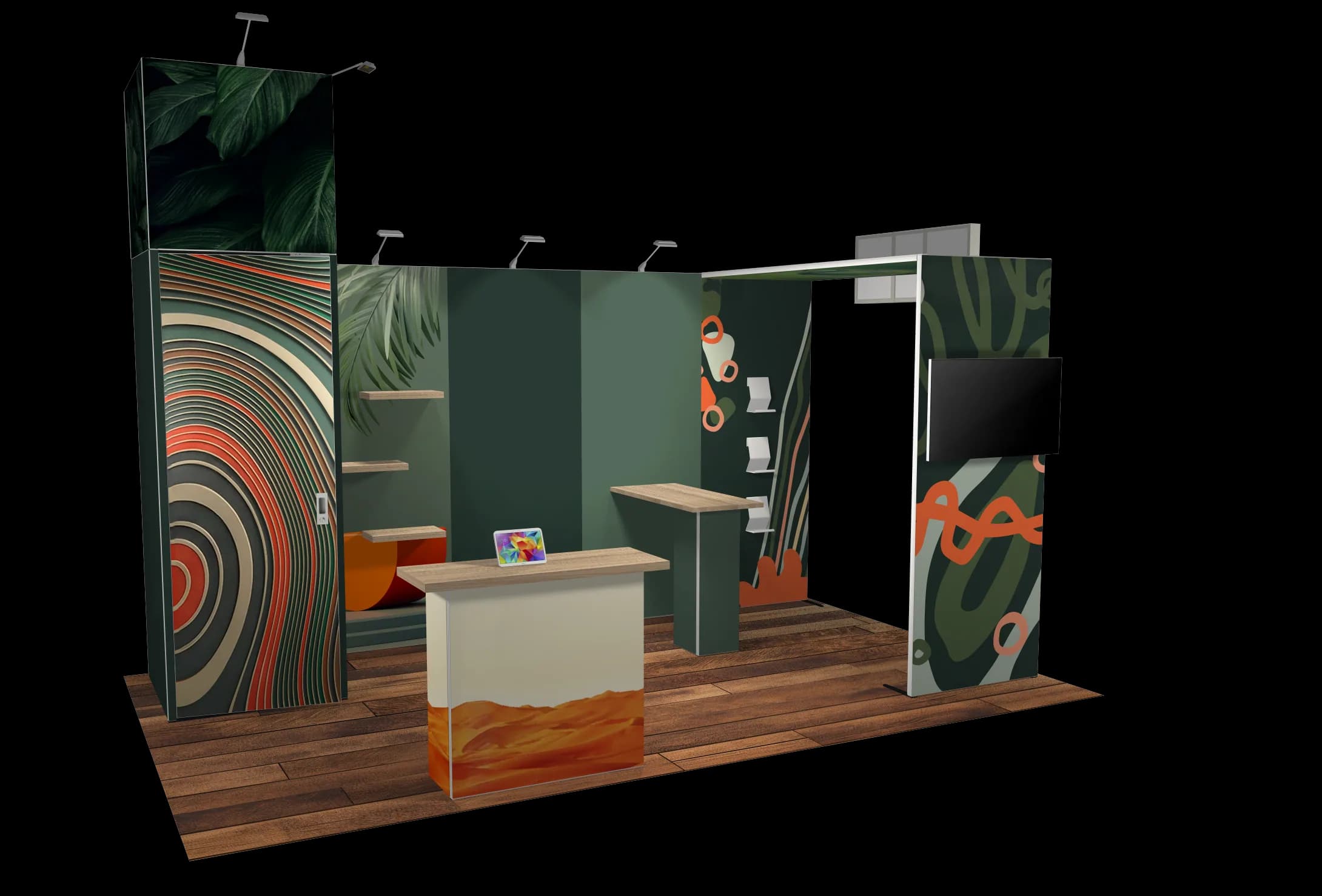 Reconfigurable modular exhibition stand — 15 m²