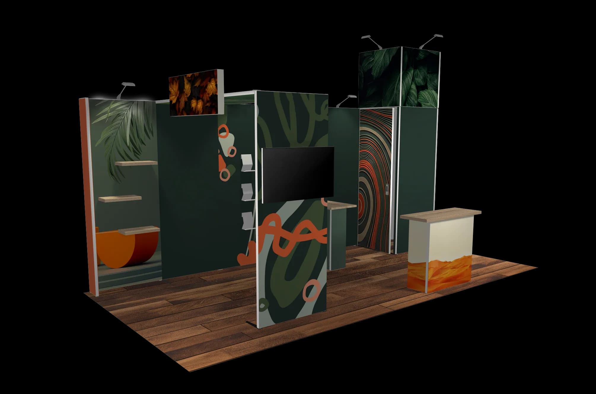 Reconfigurable modular exhibition stand — 18 m²