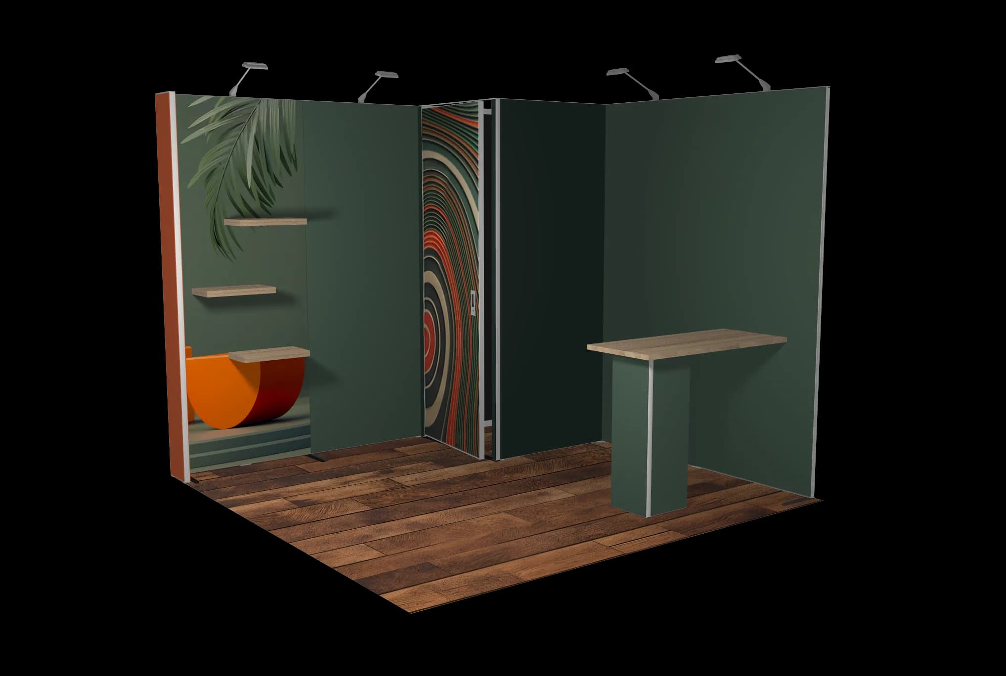 Reconfigurable modular exhibition stand — 9 m²