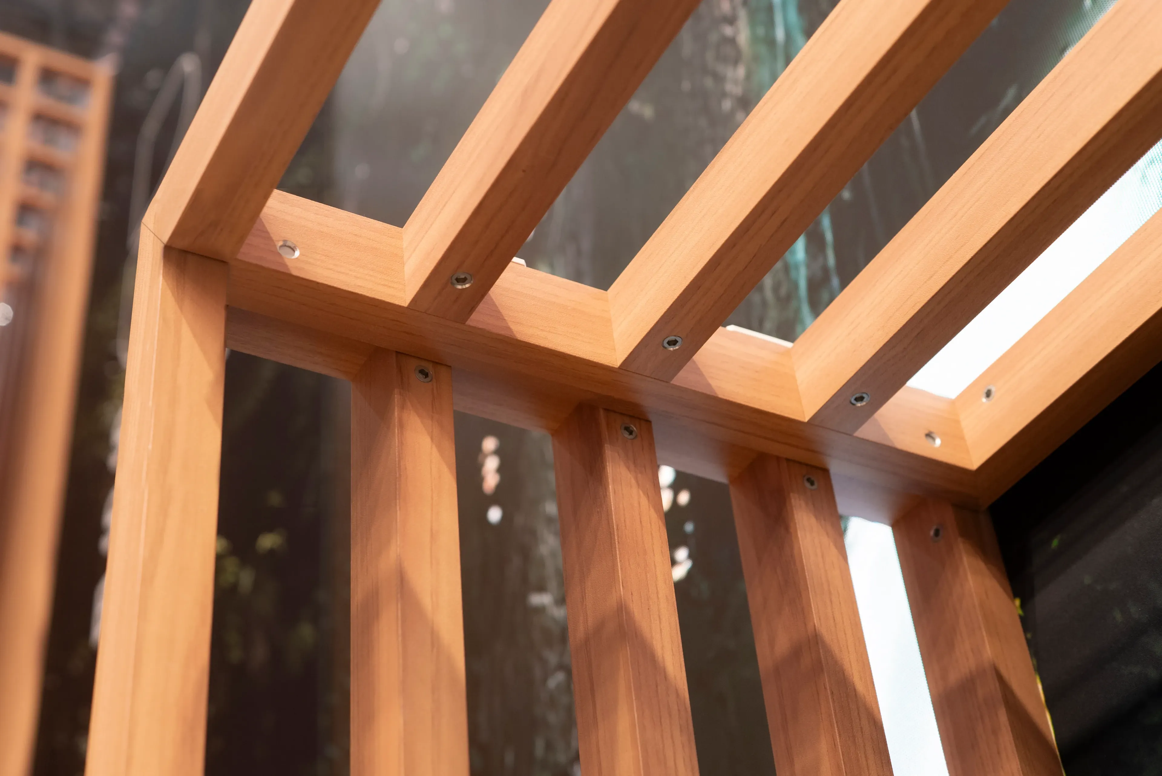 Wood-line modular stand — exhibition setup