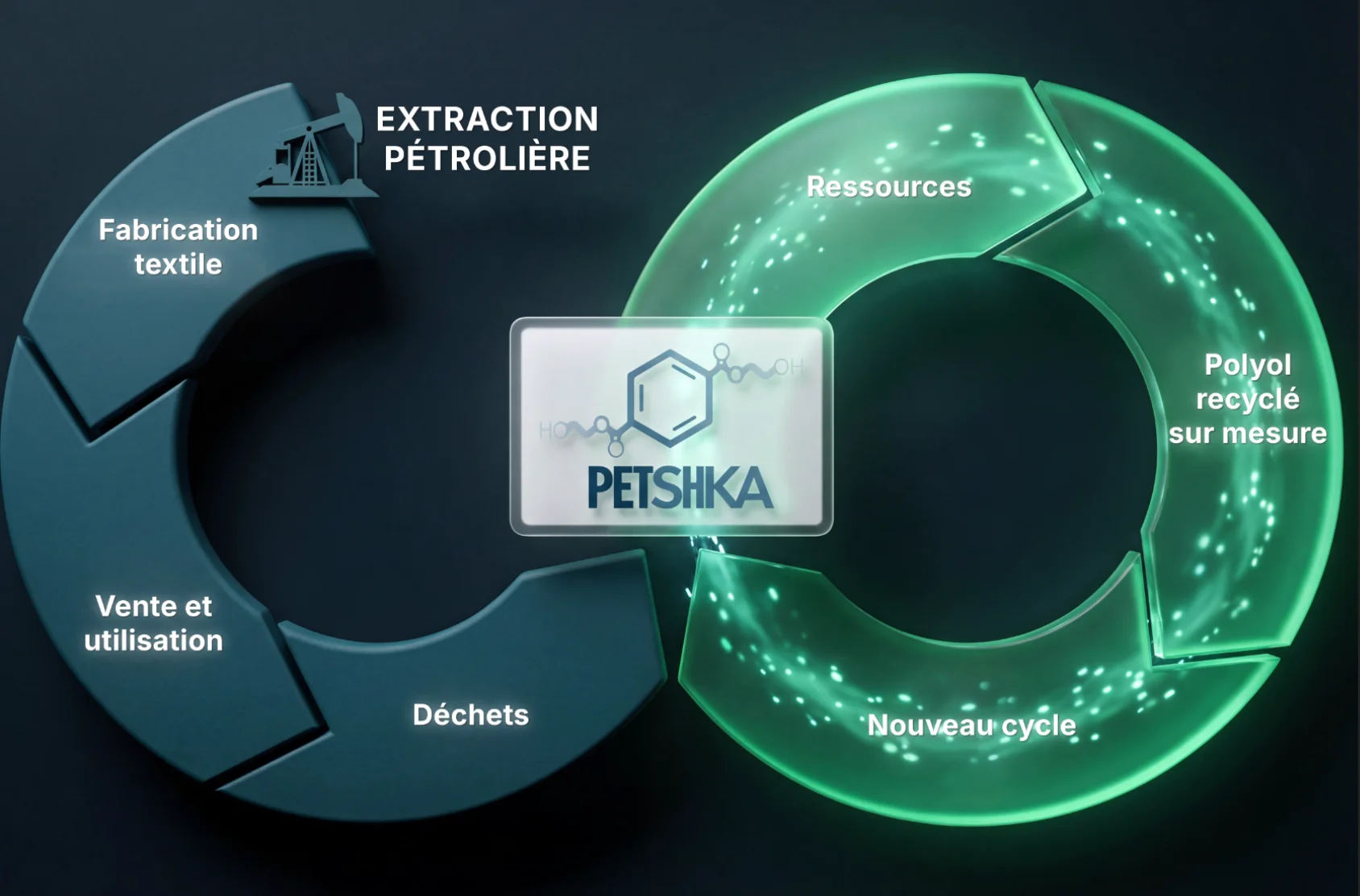 Schéma du fonctionnement du recyclage chimique