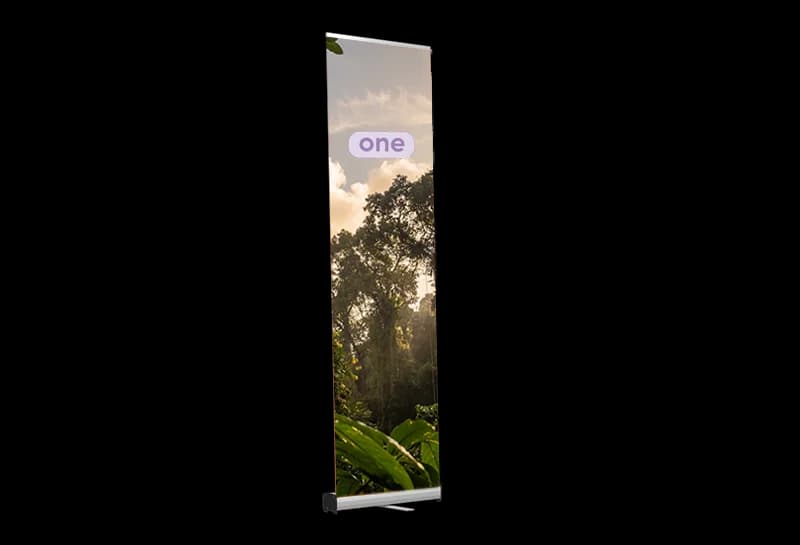 Roll-up — deployed banner stand